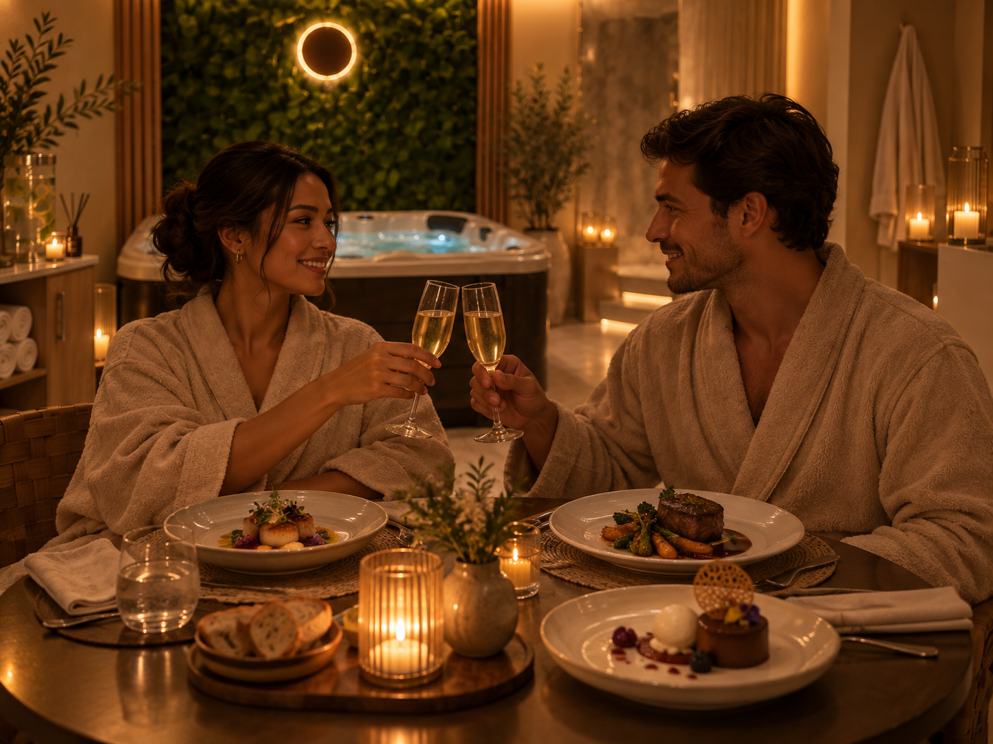 Couple enjoying Friday Night Spa and Dine at Kate's Haven Spa